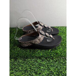 FitFlop Women's Halo Toe Thong Sandal Snake Size 6